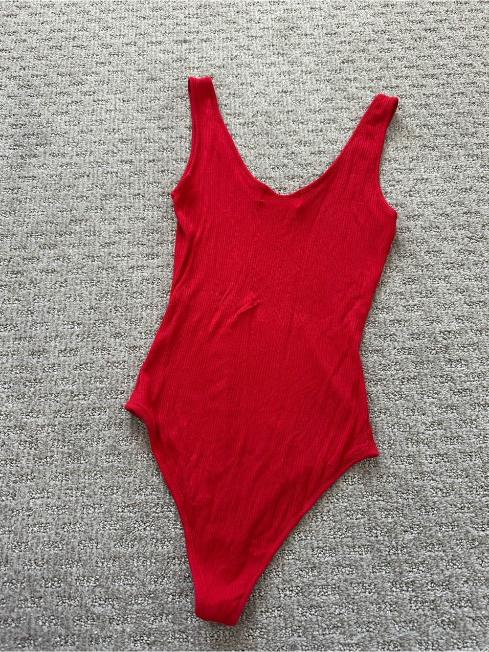 Classic Red Ribbed One-Piece Bodysuit - Picture 6 of 6